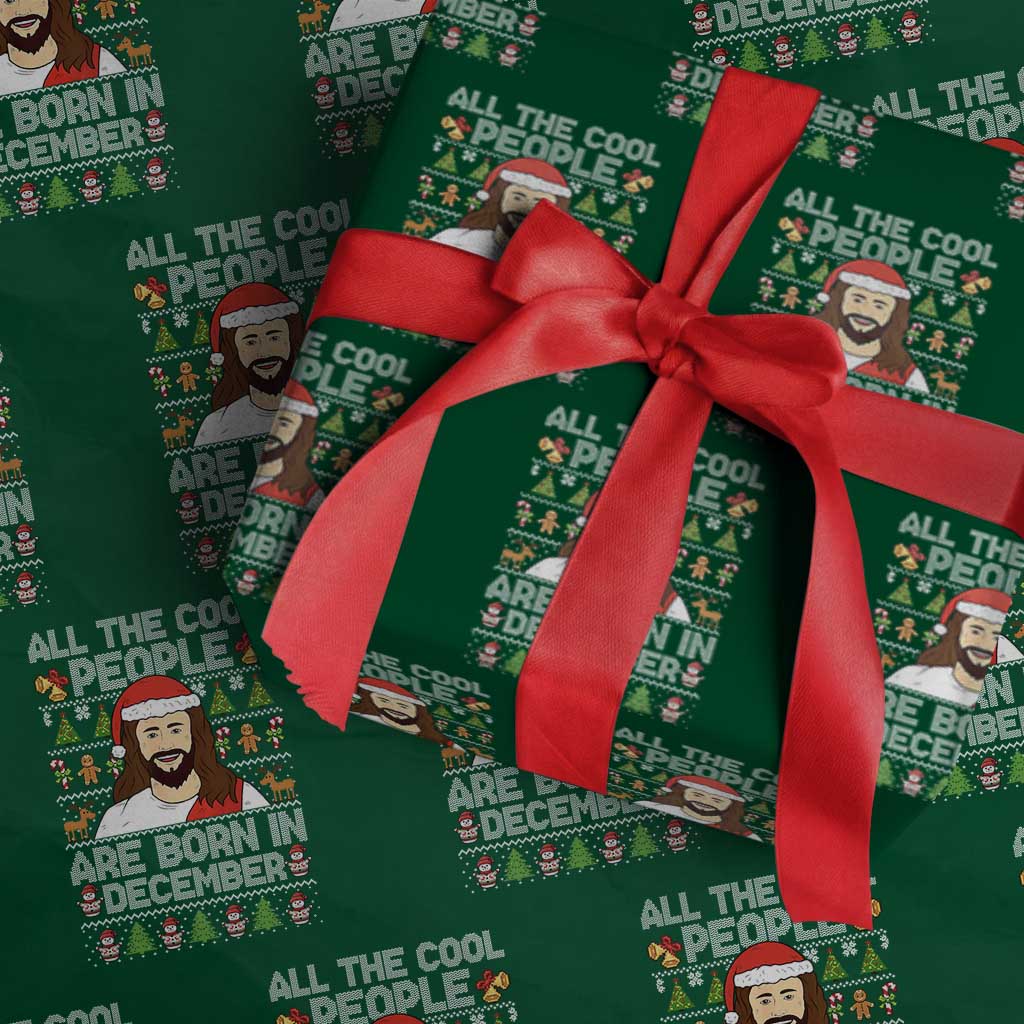 Funny Jesus Christmas December Birthday Wrapping Paper Roll Ugly Xmas TS10 Green Print Your Wear
