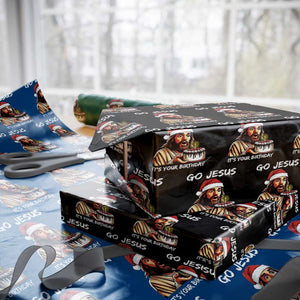 Funny Jesus Christmas Wrapping Paper Roll Go Jesus It Is Your Birthday TS14 Black Print Your Wear