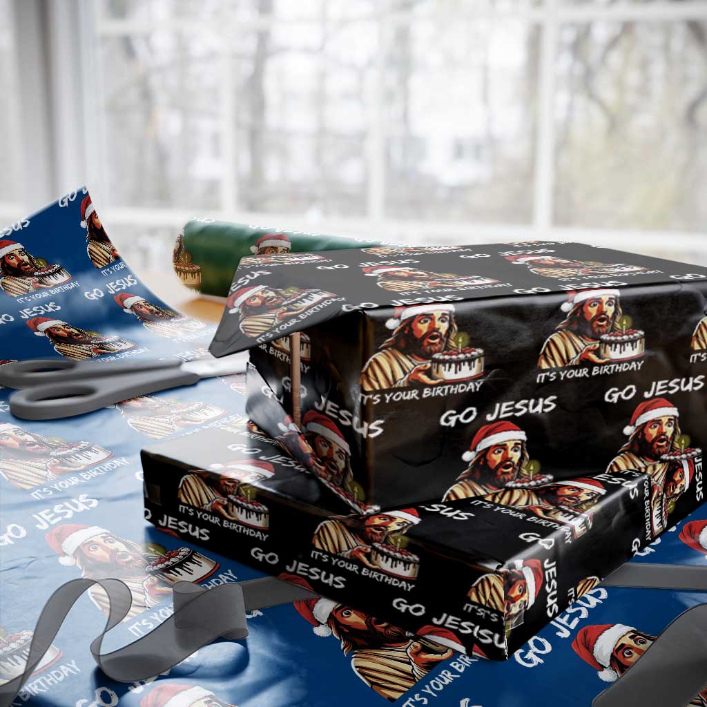 Funny Jesus Christmas Wrapping Paper Roll Go Jesus It Is Your Birthday TS14 Black Print Your Wear