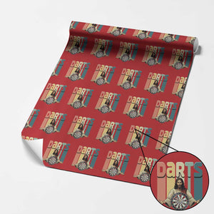 Funny Jesus Dart Player Sunset Retro Vintage Wrapping Paper Roll Christian Dartist Gift TS12 Red Print Your Wear