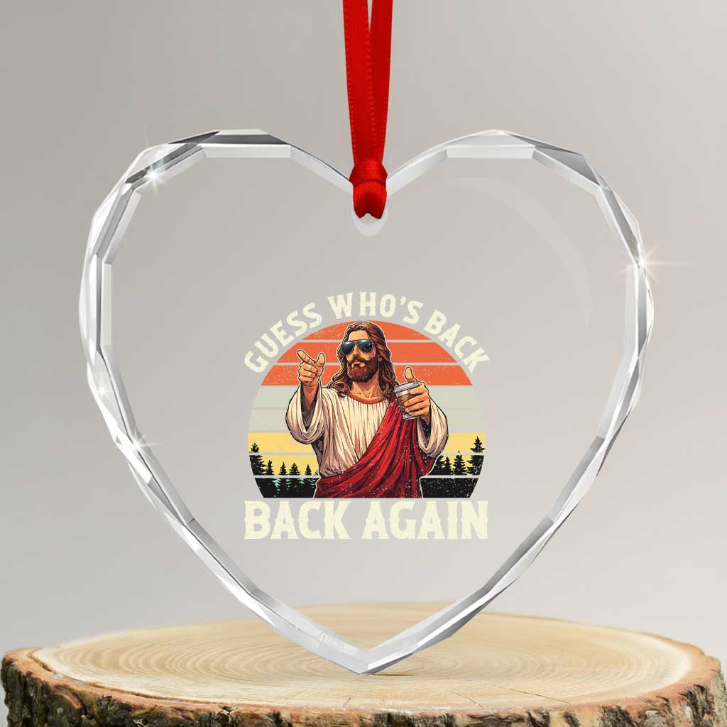 Funny Jesus Easter Heart Crystal Glass Ornament Guess Who's Back? Back Again Easter TS14 Transparent Glass 3'' Heart Print Your Wear