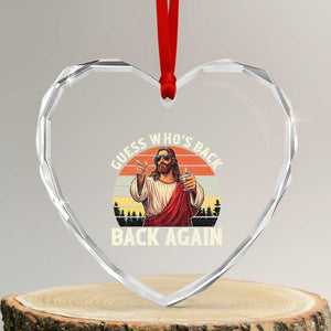 Funny Jesus Easter Heart Crystal Glass Ornament Guess Who's Back? Back Again Easter TS14 Transparent Glass 3'' Heart Print Your Wear