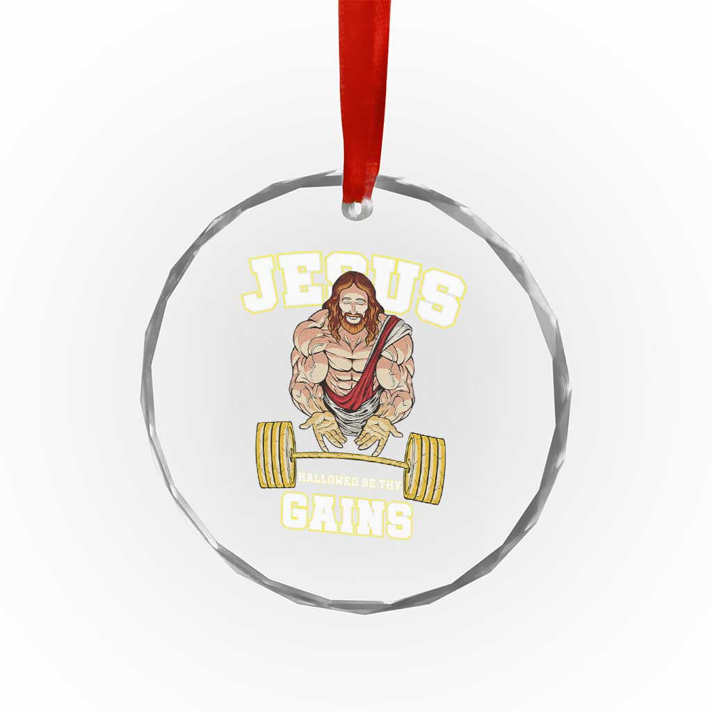Funny Jesus Gym Crystal Glass Ornament Hallowed Be Thy Gains TS14 Print Your Wear