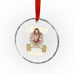 Funny Jesus Gym Crystal Glass Ornament Hallowed Be Thy Gains TS14 Print Your Wear