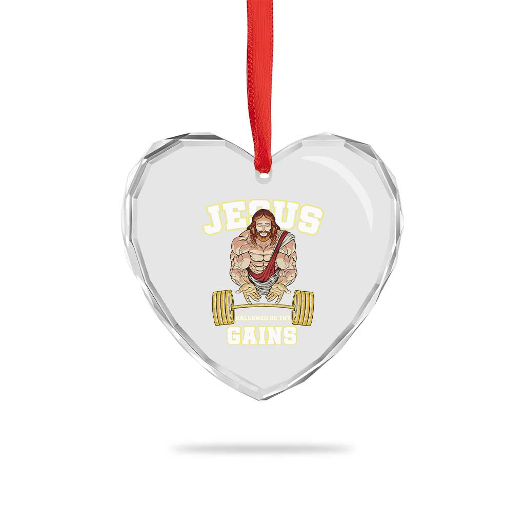 Funny Jesus Gym Heart Crystal Glass Ornament Hallowed Be Thy Gains TS14 Print Your Wear