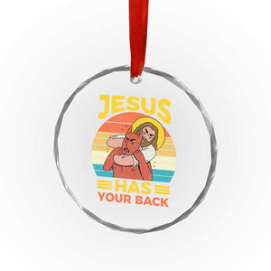 Funny Jesus Has Your Back Crystal Glass Ornament Jiu Jitsu Retro Christian TS11 Print Your Wear