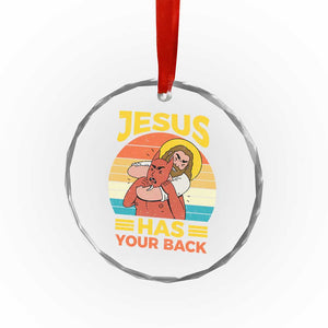 Funny Jesus Has Your Back Crystal Glass Ornament Jiu Jitsu Retro Christian TS11 Print Your Wear