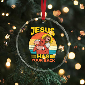 Funny Jesus Has Your Back Crystal Glass Ornament Jiu Jitsu Retro Christian TS11 Print Your Wear
