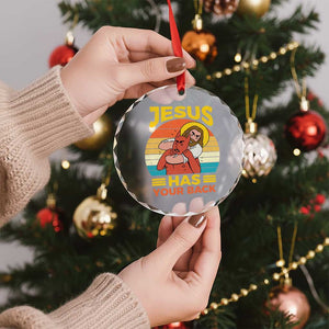 Funny Jesus Has Your Back Crystal Glass Ornament Jiu Jitsu Retro Christian TS11 Print Your Wear