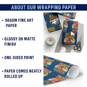 Funny Jesus Has Your Back Wrapping Paper Roll Jiu Jitsu Retro Christian TS11 Print Your Wear