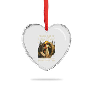 Funny Jesus Heart Crystal Glass Ornament Coming Out Of My Cave And I've Been Doing Just Fine TS02 Print Your Wear