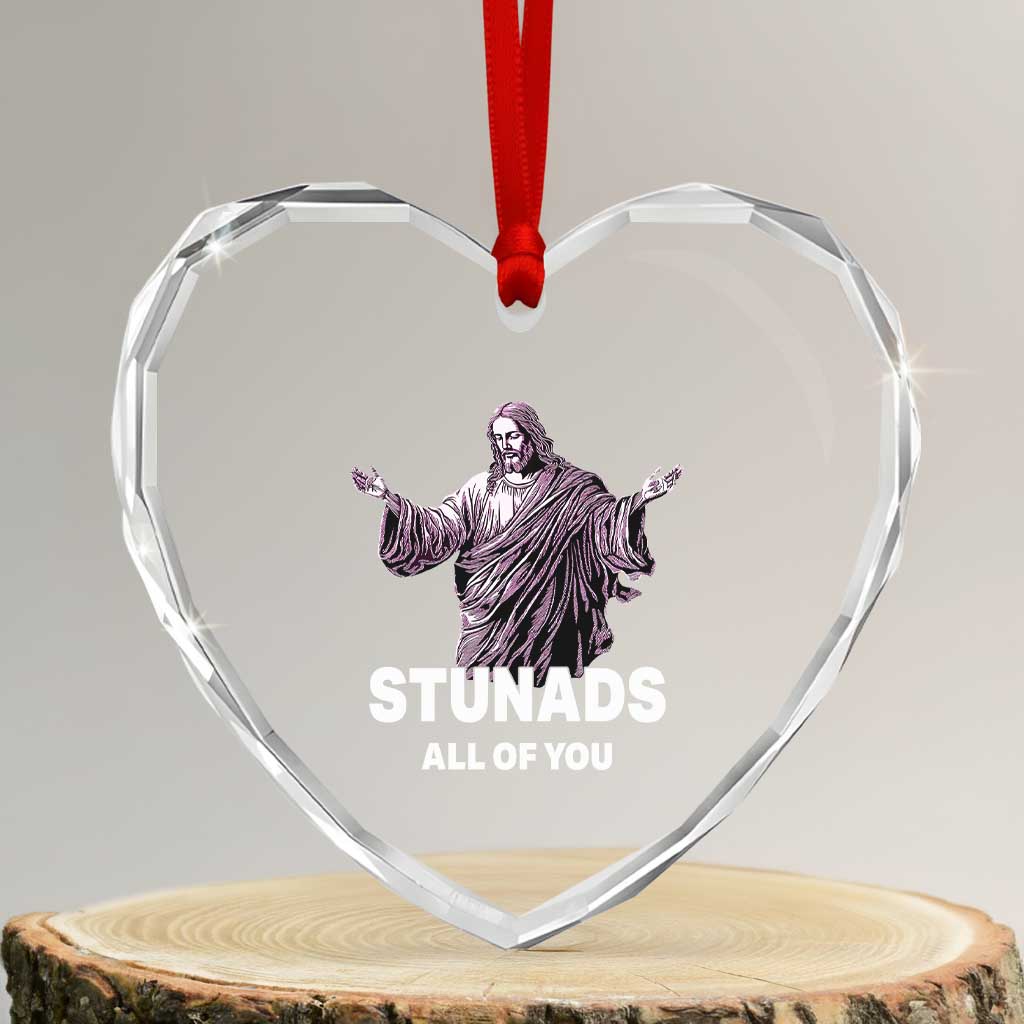 Funny Jesus Heart Crystal Glass Ornament Stunads All Of You TS02 Transparent Glass 3'' Heart Print Your Wear