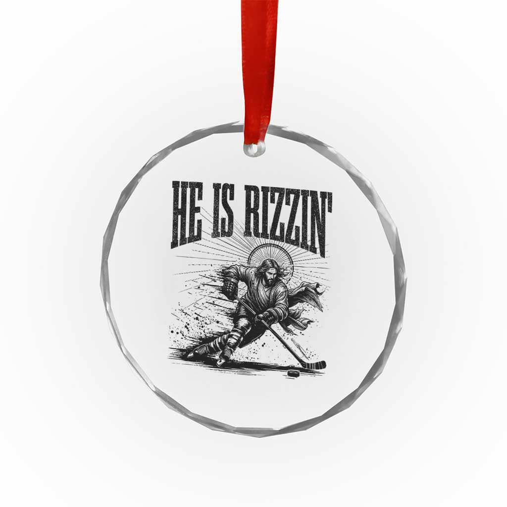 Funny Jesus Hockey Crystal Glass Ornament He Is Rizzin' TS14 Print Your Wear