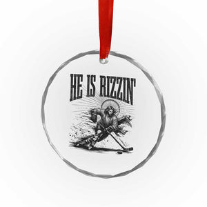 Funny Jesus Hockey Crystal Glass Ornament He Is Rizzin' TS14 Print Your Wear