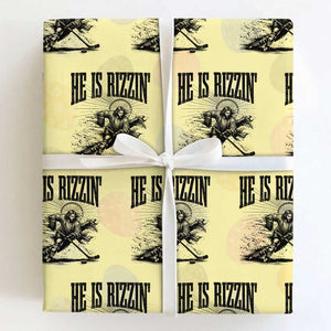 Funny Jesus Hockey Wrapping Paper Roll He Is Rizzin' TS14 Light Yellow Print Your Wear