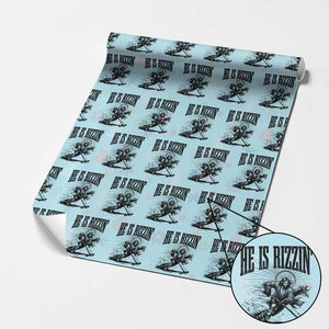 Funny Jesus Hockey Wrapping Paper Roll He Is Rizzin' TS14 Light Blue Print Your Wear