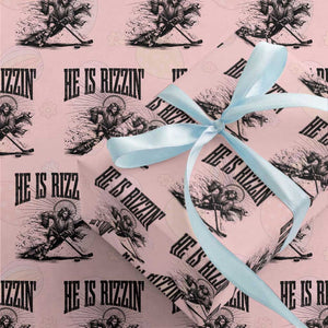 Funny Jesus Hockey Wrapping Paper Roll He Is Rizzin' TS14 Light Pink Print Your Wear