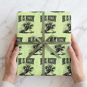 Funny Jesus Hockey Wrapping Paper Roll He Is Rizzin' TS14 Lime Print Your Wear