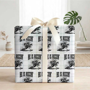Funny Jesus Hockey Wrapping Paper Roll He Is Rizzin' TS14 White Plaid Print Your Wear