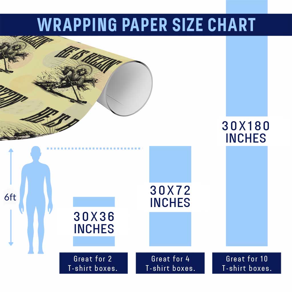 Funny Jesus Hockey Wrapping Paper Roll He Is Rizzin' TS14 Print Your Wear