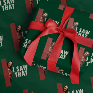 Funny Jesus I Saw That Wrapping Paper Roll Retro Christian Meme TS10 Green Print Your Wear