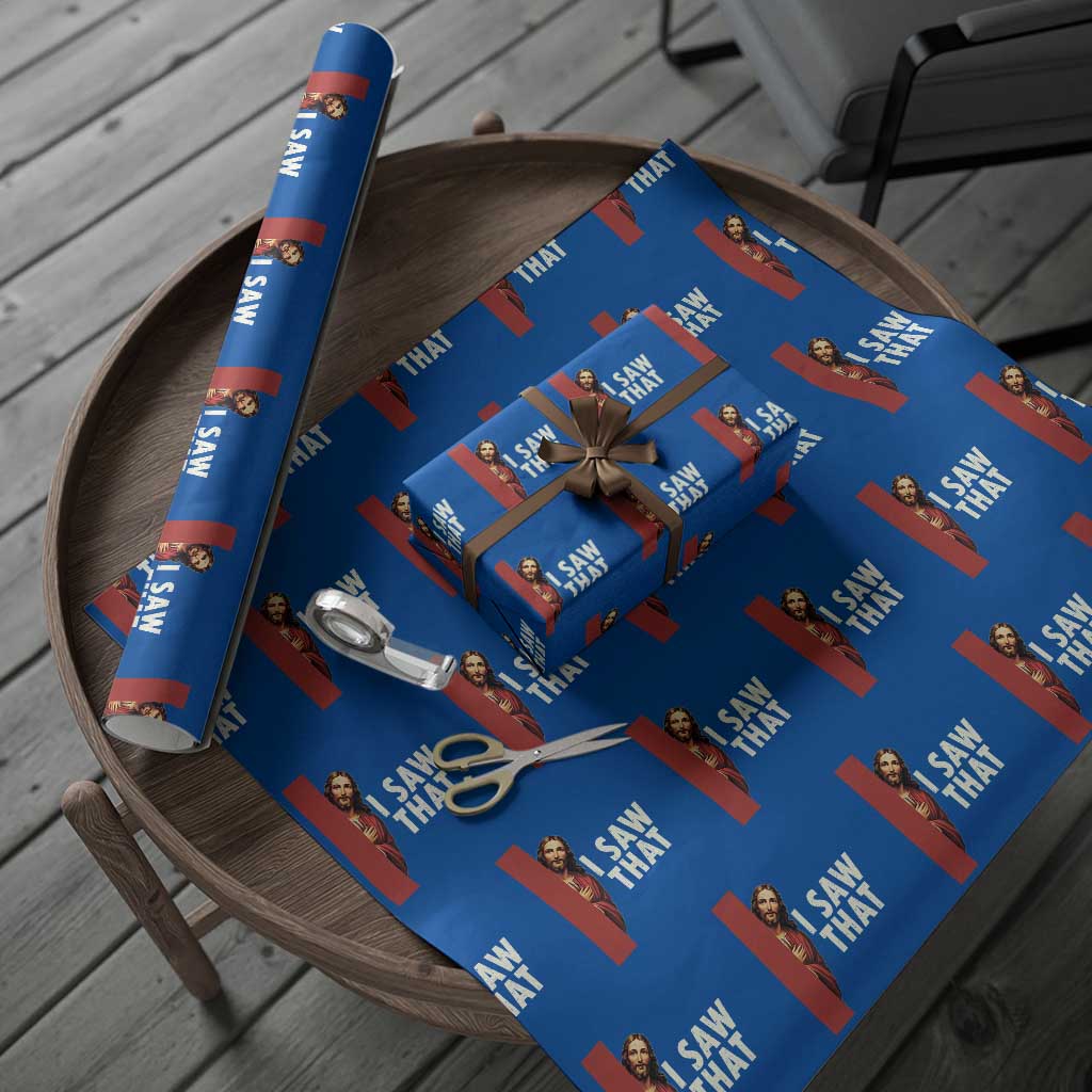 Funny Jesus I Saw That Wrapping Paper Roll Retro Christian Meme TS10 Blue Print Your Wear