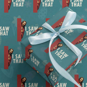 Funny Jesus I Saw That Wrapping Paper Roll Retro Christian Meme TS10 Teal Print Your Wear