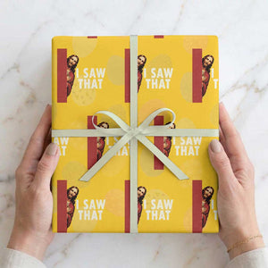 Funny Jesus I Saw That Wrapping Paper Roll Retro Christian Meme TS10 Yellow Print Your Wear