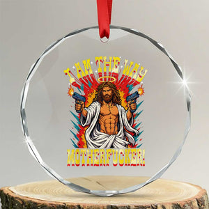 Funny Jesus LitRPG I Am The Way Motherfucker Crystal Glass Ornament