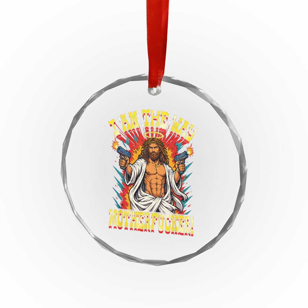 Funny Jesus LitRPG I Am The Way Motherfucker Crystal Glass Ornament