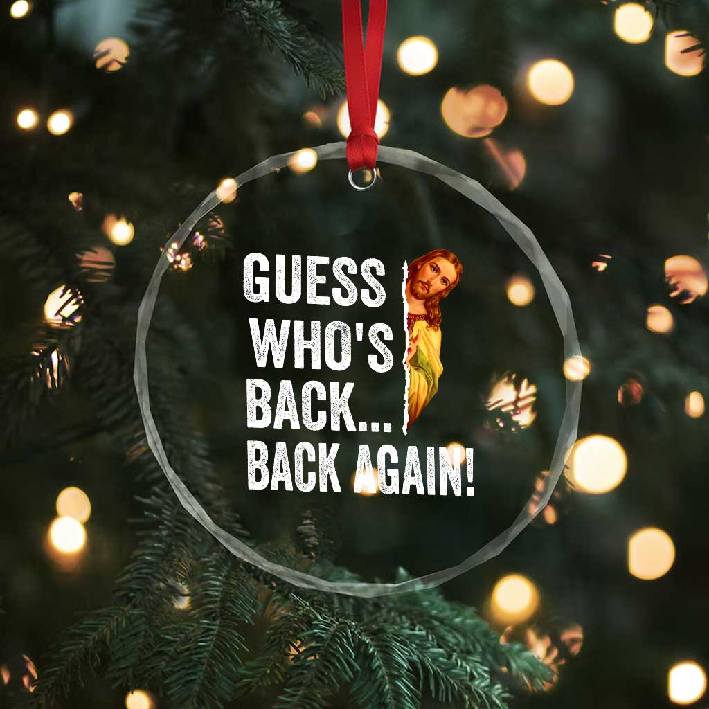 Funny Jesus Meme Quote Crystal Glass Ornament Easter Guess Whos Back Funny Religious TS10 Print Your Wear