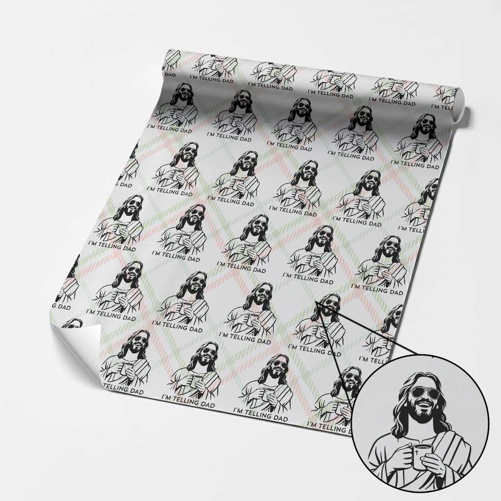 Funny Jesus Meme Wrapping Paper Roll I Am Telling Dad TS14 Christmas Plaid Print Your Wear