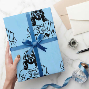 Funny Jesus Meme Wrapping Paper Roll I Am Telling Dad TS14 Light Blue Print Your Wear