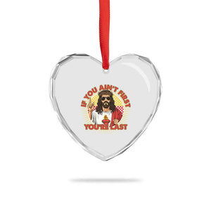 Funny Jesus Racing Heart Crystal Glass Ornament If You Are Not First You Are Last TS14 Print Your Wear