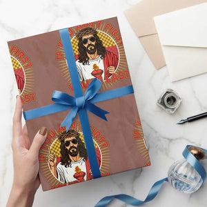 Funny Jesus Racing Wrapping Paper Roll If You Are Not First You Are Last TS14 Mocha Print Your Wear