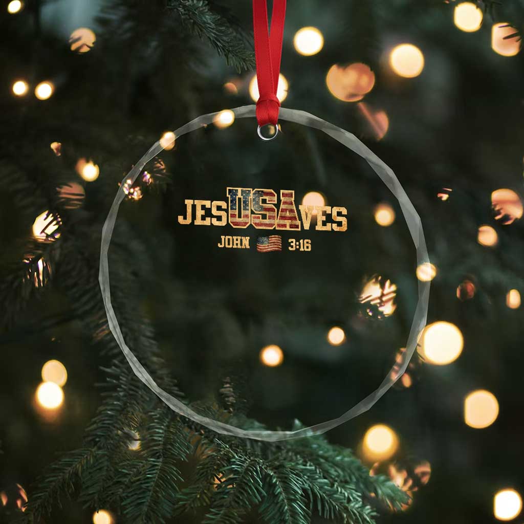 Funny Jesus Saves USA John 3 16 Crystal Glass Ornament Christian 4th Of July Bible Verse TS11 Print Your Wear