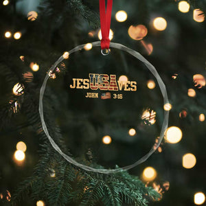 Funny Jesus Saves USA John 3 16 Crystal Glass Ornament Christian 4th Of July Bible Verse TS11 Print Your Wear
