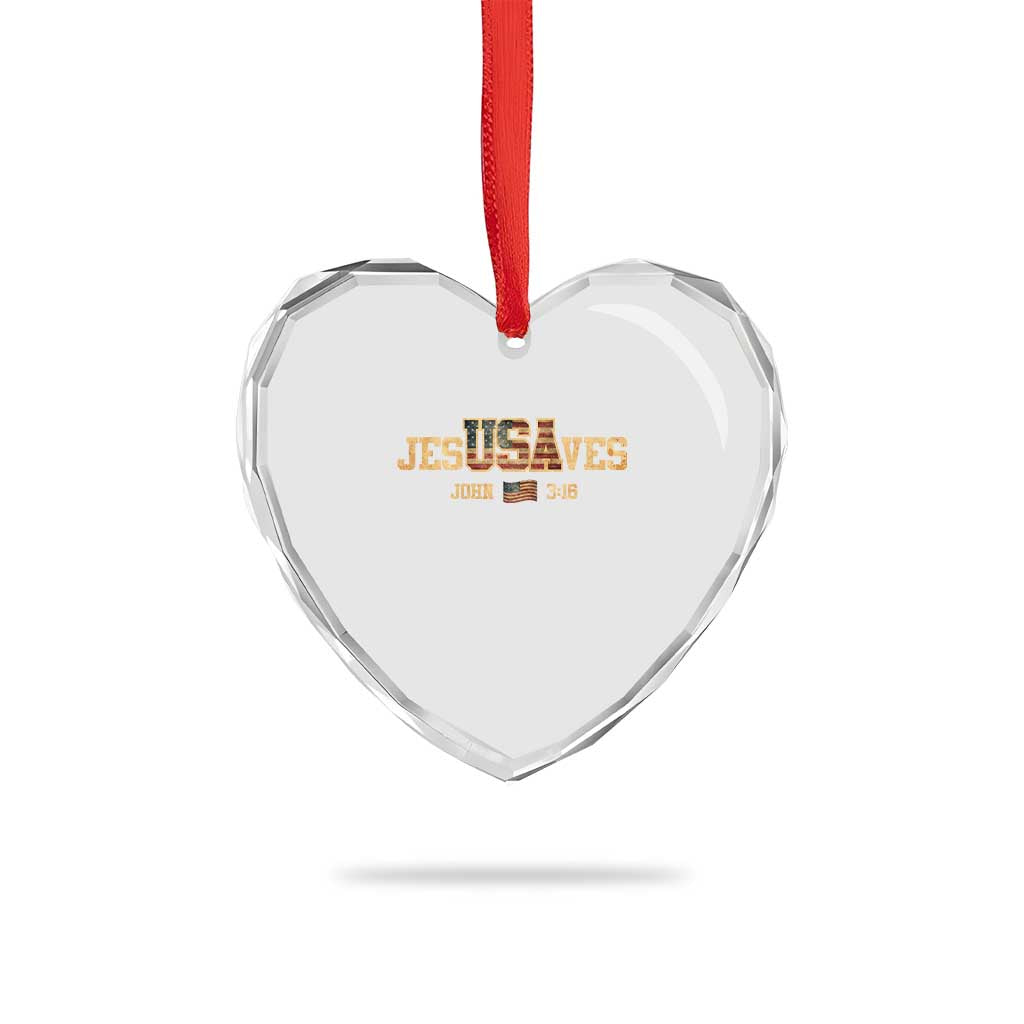 Funny Jesus Saves USA John 3 16 Heart Crystal Glass Ornament Christian 4th Of July Bible Verse TS11 Print Your Wear