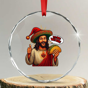 Funny Jesus Taco Mexican Crystal Glass Ornament Let Us Taco About Jesus TS14 Transparent Glass 3'' Circle Print Your Wear