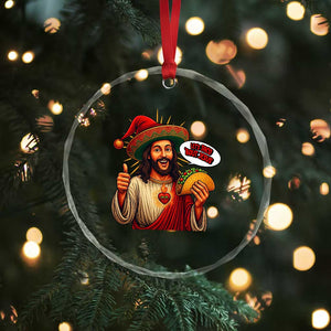 Funny Jesus Taco Mexican Crystal Glass Ornament Let Us Taco About Jesus TS14 Print Your Wear