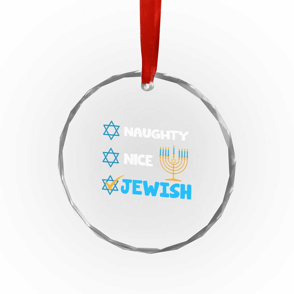 Funny Jewish Hanukkah Crystal Glass Ornament Nice Naughty Jewish Menorah Hanukkiah Chanukah Ugly TS02 Print Your Wear