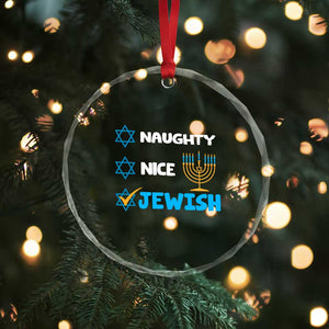 Funny Jewish Hanukkah Crystal Glass Ornament Nice Naughty Jewish Menorah Hanukkiah Chanukah Ugly TS02 Print Your Wear