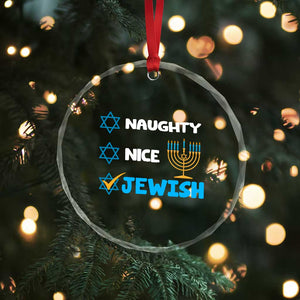 Funny Jewish Hanukkah Crystal Glass Ornament Nice Naughty Jewish Menorah Hanukkiah Chanukah Ugly TS02 Print Your Wear