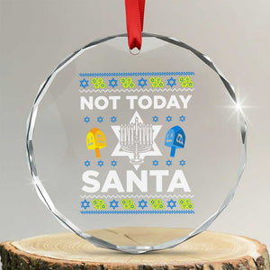 Funny Jewish Hanukkah Crystal Glass Ornament Not Today Santa Hebrew David Star TS11 Transparent Glass 3'' Circle Print Your Wear