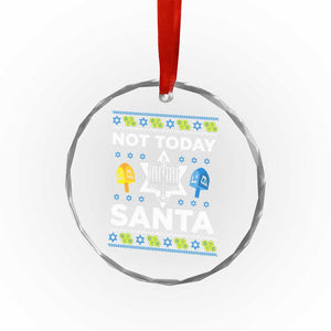 Funny Jewish Hanukkah Crystal Glass Ornament Not Today Santa Hebrew David Star TS11 Print Your Wear