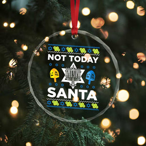 Funny Jewish Hanukkah Crystal Glass Ornament Not Today Santa Hebrew David Star TS11 Print Your Wear