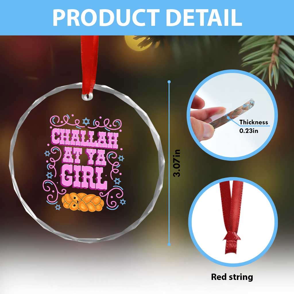 Funny Jewish Holiday Crystal Glass Ornament Challah At Ya Girl Gift TS12 Print Your Wear