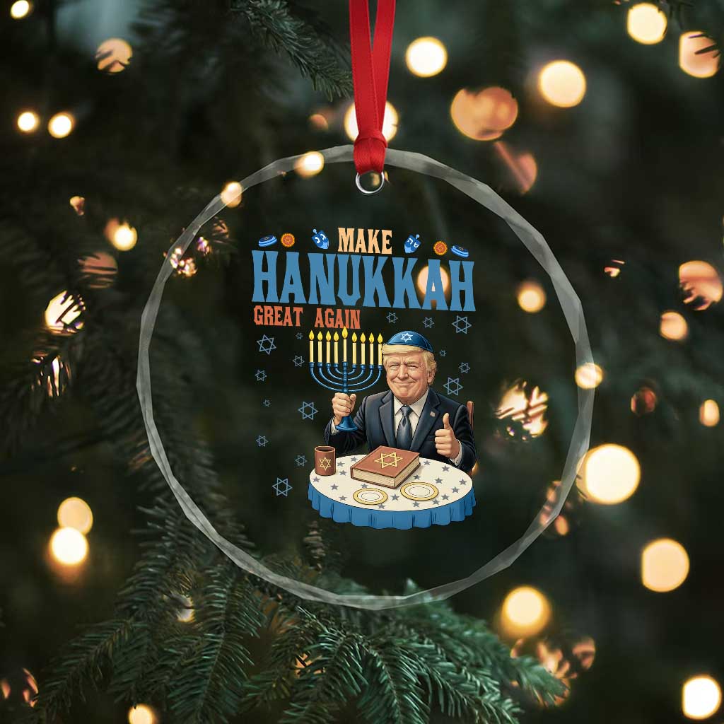 Funny Jewish Holiday Crystal Glass Ornament Make Hanukkah Great Again Ugly Gift TS12 Print Your Wear