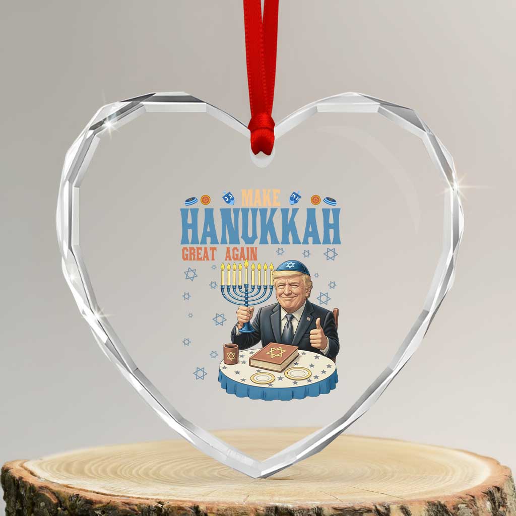 Funny Jewish Holiday Heart Crystal Glass Ornament Make Hanukkah Great Again Ugly Gift TS12 Transparent Glass 3'' Heart Print Your Wear