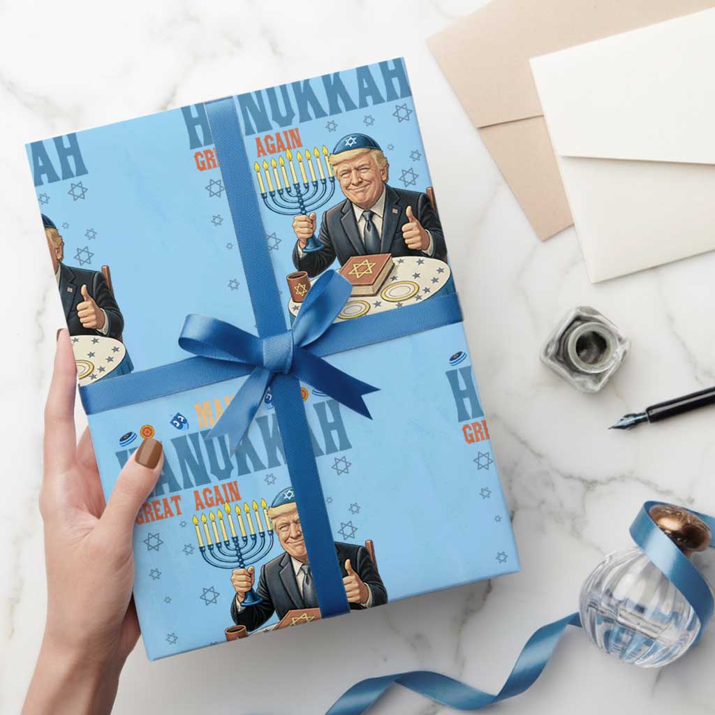 Funny Jewish Holiday Wrapping Paper Roll Make Hanukkah Great Again Ugly Gift TS12 Light Blue Print Your Wear